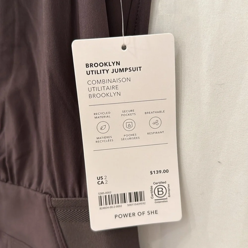 New Athleta 12 Brooklyn Utility Jumpsuit Shale Size 2 - Picture 10 of 12